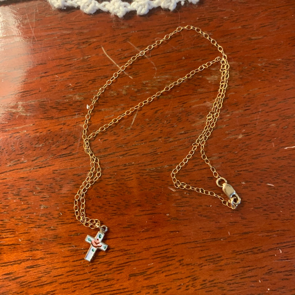 14k Gold Cross On 14k Gf Chain